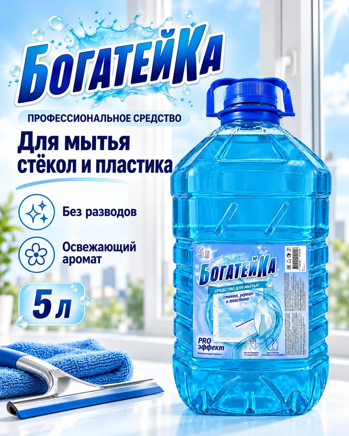 картинка БогатейКа Средство для мытья стекол (5л) от магазина Богатая