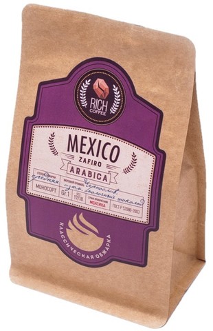 картинка Кофе зерновой Mexico Zafiro SHG 500г (Чернослив, изюм, молочный шоколад) от магазина Богатая