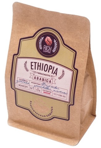 картинка Кофе зерновой Ethiopia Yirgacheffe 250 г (фруктовый, гранатовый, плотный) от магазина Богатая