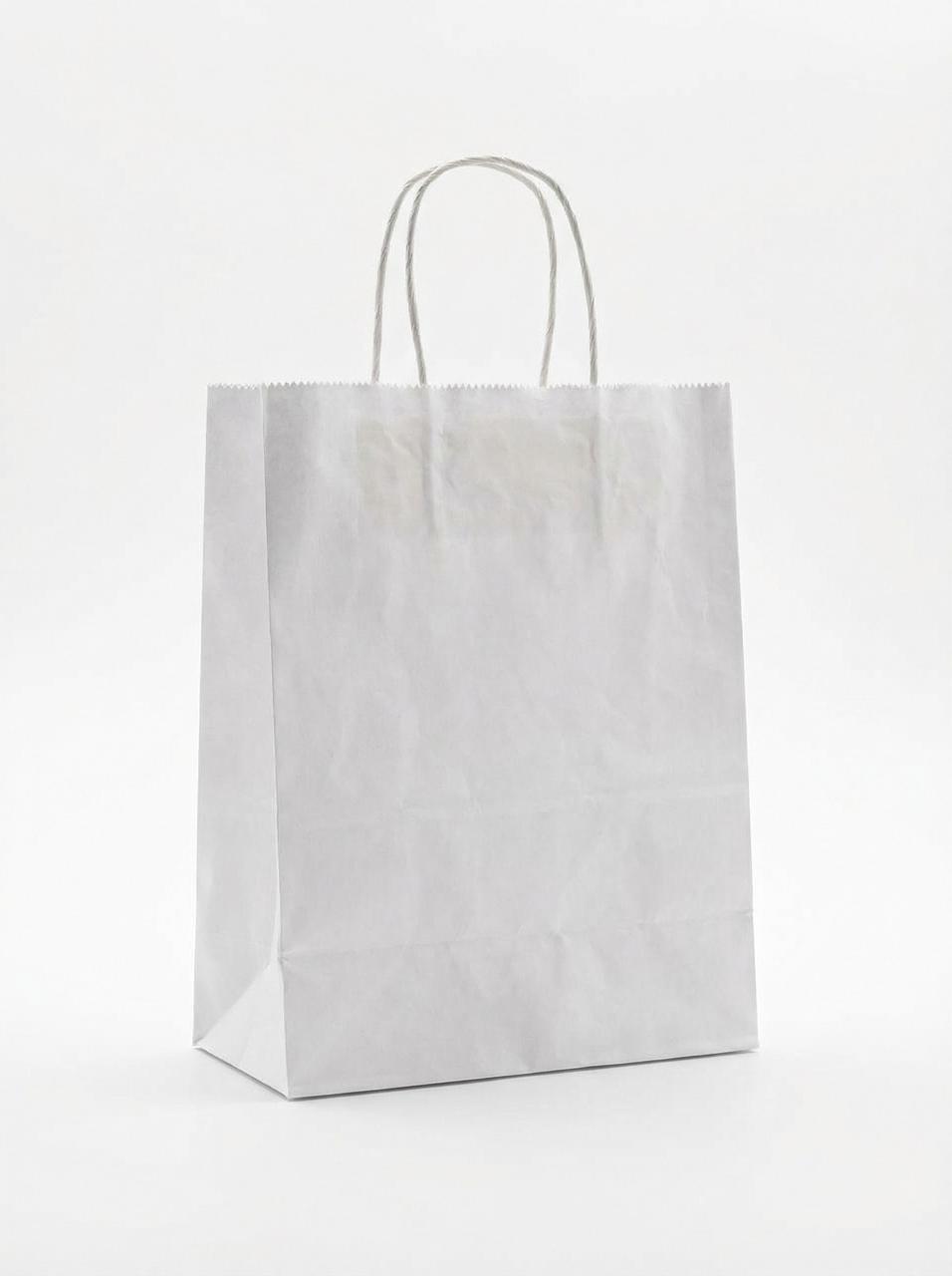 картинка Пакет бумажный крафт БЕЛЫЙ, круглая ручка 22*12*28 от магазина Богатая