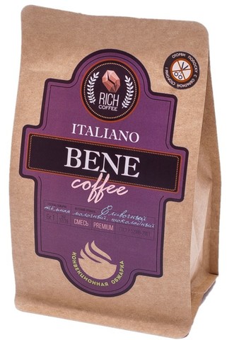 картинка Кофе зерновой Бленд Italiano Bene 250г (Сливочный, молочный, шоколадный) от магазина Богатая