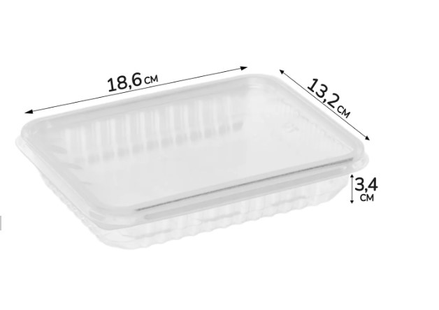 картинка Контейнер одноразовый пластиковый плоский 500мл с крышкой 100шт от магазина Богатая