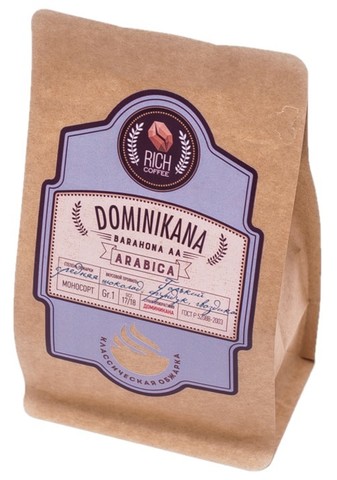 картинка Кофе зерновой Dominicana Barahona AA 500г (Горький шоколад, фундук, гвоздика) от магазина Богатая