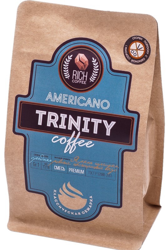 картинка Кофе зерновой Бленд Trinity 250г (Яркая горчинка, насыщенный вкус) от магазина Богатая